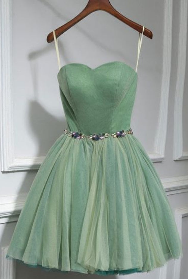 Sage Green Tulle Short Prom Dress ...